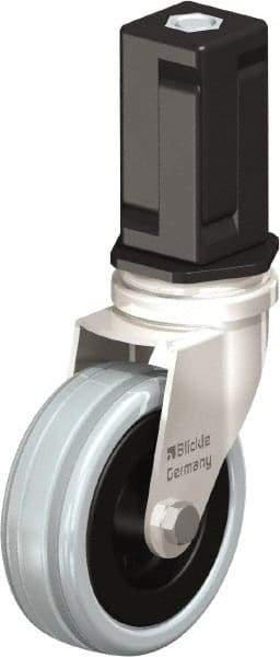 Blickle - 3" Diam x 63/64" Wide x 3-31/32" OAH Stem Mount Swivel Caster - Solid Rubber, 132 Lb Capacity, Plain Bore Bearing, Square Stem - Benchmark Tooling