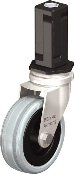 Blickle - 3" Diam x 63/64" Wide x 3-31/32" OAH Stem Mount Swivel Caster - Solid Rubber, 132 Lb Capacity, Plain Bore Bearing, Square Stem - Benchmark Tooling