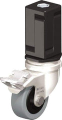 Blickle - 2" Diam x 45/64" Wide x 2-13/16" OAH Stem Mount Swivel Caster with Brake - Solid Rubber, 88 Lb Capacity, Plain Bore Bearing, Square Stem - Benchmark Tooling