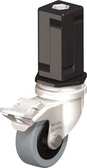 Blickle - 2" Diam x 45/64" Wide x 2-13/16" OAH Stem Mount Swivel Caster with Brake - Solid Rubber, 88 Lb Capacity, Plain Bore Bearing, Square Stem - Benchmark Tooling