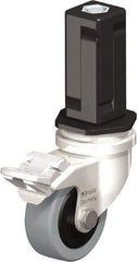 Blickle - 2" Diam x 45/64" Wide x 2-13/16" OAH Stem Mount Swivel Caster with Brake - Solid Rubber, 88 Lb Capacity, Plain Bore Bearing, Square Stem - Benchmark Tooling