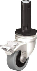 Blickle - 2" Diam x 45/64" Wide x 2-13/16" OAH Stem Mount Swivel Caster with Brake - Solid Rubber, 88 Lb Capacity, Plain Bore Bearing, Round Stem - Benchmark Tooling