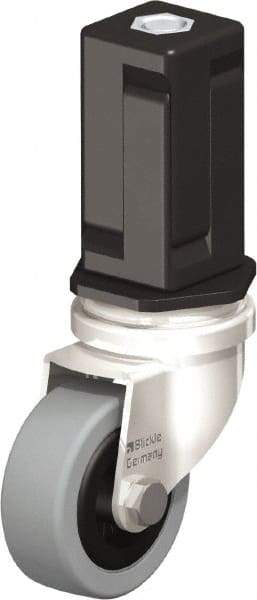 Blickle - 2" Diam x 45/64" Wide x 2-13/16" OAH Stem Mount Swivel Caster - Solid Rubber, 88 Lb Capacity, Plain Bore Bearing, Square Stem - Benchmark Tooling