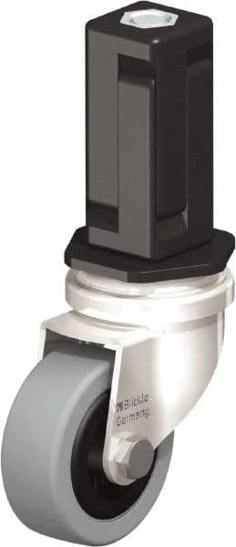 Blickle - 2" Diam x 45/64" Wide x 2-13/16" OAH Stem Mount Swivel Caster - Solid Rubber, 88 Lb Capacity, Plain Bore Bearing, Square Stem - Benchmark Tooling