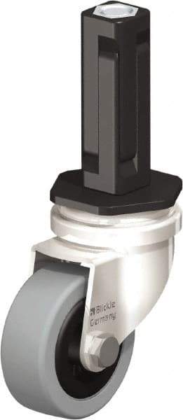 Blickle - 2" Diam x 45/64" Wide x 2-13/16" OAH Stem Mount Swivel Caster - Solid Rubber, 88 Lb Capacity, Plain Bore Bearing, Square Stem - Benchmark Tooling