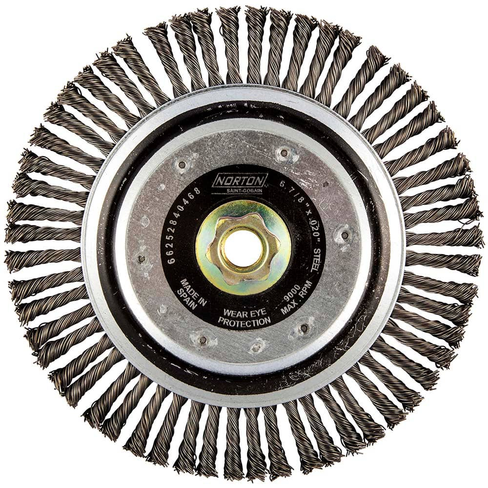 Norton - 6-7/8" OD, 5/8-11 Arbor Hole, Stringer Bead Carbon Wheel Brush - Benchmark Tooling