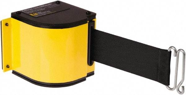 Lavi Industries - 3-1/2" High x 3-1/4" Long x 3-1/4" Wide Retractable Barrier Belt - Aluminum, Powdercoat Finish, Yellow, Use with Upright - Benchmark Tooling