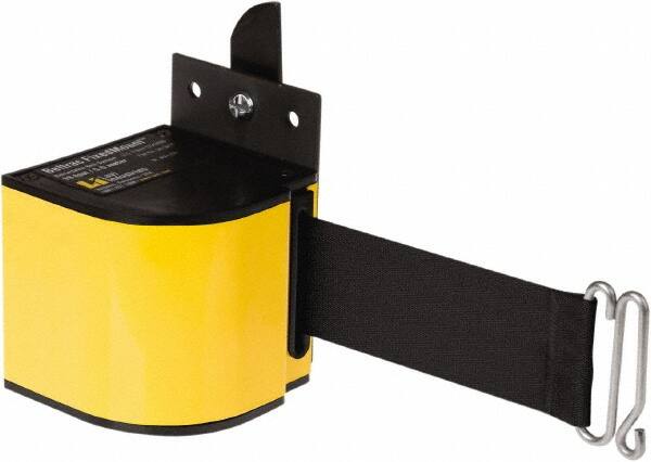Lavi Industries - 3-1/2" High x 3-1/4" Long x 3-1/4" Wide Retractable Barrier Belt - Aluminum, Powdercoat Finish, Yellow, Use with Upright - Benchmark Tooling