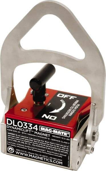 Mag-Mate - 334 Lb Load Capacity, Magnetic Lifter - 9-1/4" High x 6-1/2" Wide, 2 Poles - Benchmark Tooling