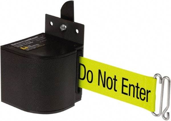 Lavi Industries - 3-1/2" High x 3-1/4" Long x 3-1/4" Wide Retractable Barrier Belt - Aluminum, Powdercoat Finish, Black, Use with Upright - Benchmark Tooling