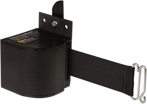 Lavi Industries - 3-1/2" High x 3-1/4" Long x 3-1/4" Wide Retractable Barrier Belt - Aluminum, Powdercoat Finish, Black, Use with Upright - Benchmark Tooling