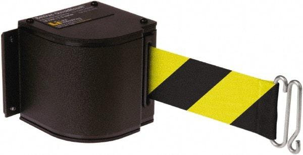 Lavi Industries - 3-1/2" High x 3-1/4" Long x 3-1/4" Wide Retractable Barrier Belt - Aluminum, Powdercoat Finish, Black, Use with Upright - Benchmark Tooling