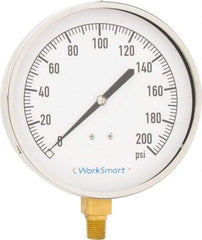 Value Collection - 4-1/2" Dial, 1/4 Thread, 0-200 Scale Range, Pressure Gauge - Lower Connection Mount, Accurate to 0.01% of Scale - Benchmark Tooling