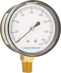 Value Collection - 2-1/2" Dial, 1/4 Thread, 0-160 Scale Range, Pressure Gauge - Lower Connection Mount, Accurate to 1.5% of Scale - Benchmark Tooling