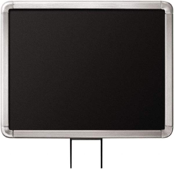 Lavi Industries - 14" High x 11" Long x 11" Wide Barrier Sign Frame - Aluminum, Satin Chrome Finish, Satin Aluminum, Use with Stanchion - Benchmark Tooling