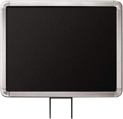 Lavi Industries - 14" High x 11" Long x 11" Wide Barrier Sign Frame - Aluminum, Satin Chrome Finish, Satin Aluminum, Use with Stanchion - Benchmark Tooling