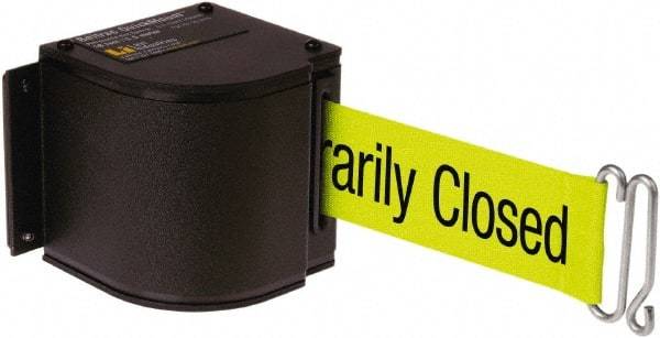 Lavi Industries - 3-1/2" High x 3-1/4" Long x 3-1/4" Wide Retractable Barrier Belt - Aluminum, Powdercoat Finish, Black, Use with Upright - Benchmark Tooling