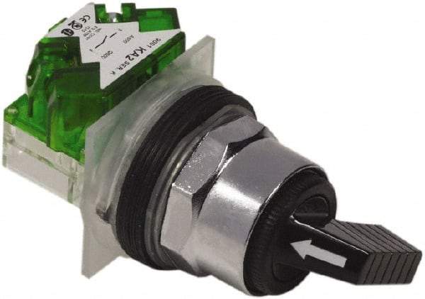 Schneider Electric - 1.18 Inch Mount Hole, 2 Position, Knob and Pushbutton Operated, Selector Switch - Black, Maintained (MA), Weatherproof and Dust and Oil Resistant - Benchmark Tooling