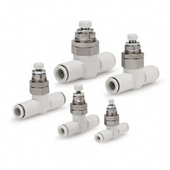 SMC PNEUMATICS - Speed & Flow Control Valves Valve Type: Flow Control Offset Inline Tube Outside Diameter (Inch): 3/8 - Benchmark Tooling