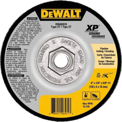 DeWALT - 24 Grit, 6" Wheel Diam, Type 27 Depressed Center Wheel - Coarse/Medium Grade, Ceramic, N Hardness, 10,100 Max RPM - Benchmark Tooling