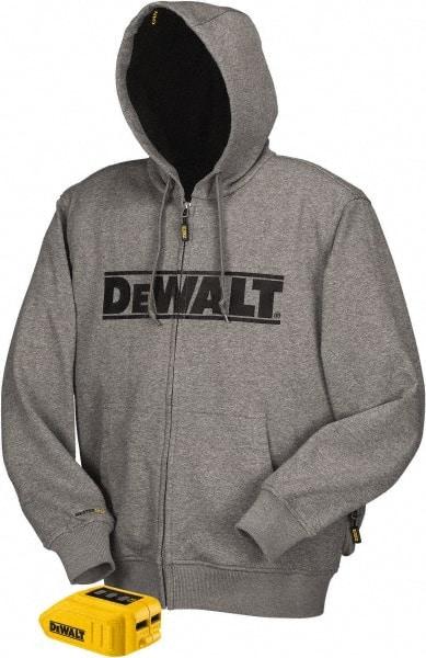 DeWALT - Size M Heated & Cold Weather Jacket - Gray, Polyester, Zipper Closure - Benchmark Tooling