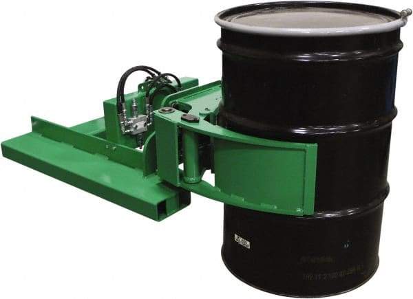 Valley Craft - 2,000 Lb Load Capacity, 30, 55 & 85 Gal Forklift Drum Handler - Steel Wheels - Benchmark Tooling