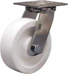 Hamilton - 6" Diam x 2" Wide x 7-1/2" OAH Top Plate Mount Swivel Caster - Polyolefin, 750 Lb Capacity, Delrin Bearing, 3-3/4 x 4-1/2" Plate - Benchmark Tooling