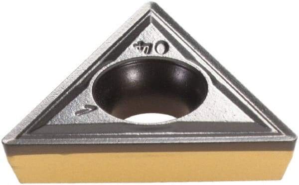 Iscar - TPMT321 Grade IC8250 Carbide Turning Insert - TiCN/Al2O3/TiN Finish, 60° Triangle, 3/8" Inscr Circle, 1/8" Thick, 1/64" Corner Radius - Benchmark Tooling