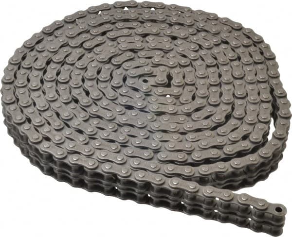 Morse - 3/8" Pitch, ANSI 35-2, Double Strand Roller Chain - Chain No. 35-2, 1/5" Roller Diam, 3/16" Roller Width - Benchmark Tooling