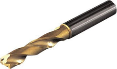 Seco - 7mm 140° Spiral Flute Solid Carbide Screw Machine Drill Bit - Multilayer TiAlN Finish, Right Hand Cut, 34mm Flute Length, 79mm OAL, Straight Shank, Through Coolant - Benchmark Tooling
