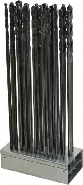 Hertel - 1/16 to 1/2", 135° Point, Black Oxide Finish, Aircraft Extension Length Drill Bit Set - Benchmark Tooling