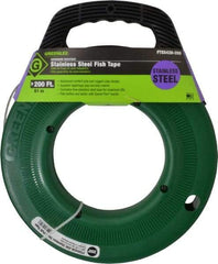 Greenlee - 200 Ft. Long x 1/8 Inch Wide, 0.045 Inch Thick, Stainless Steel Fish Tape - 400 Lb. Pulling Strength, Includes Case - Benchmark Tooling