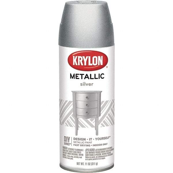 Krylon - Silver, Metallic, Aerosol Spray Paint - 15 to 20 Sq Ft per Can, 16 oz Container - Benchmark Tooling