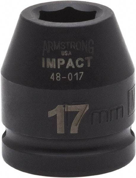Armstrong - 3/4" Drive 17mm Standard Impact Socket - 6 Points, 1-7/8" OAL - Benchmark Tooling