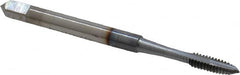 OSG - #4-40 UNC, 2 Flute, TiCN Finish, High Speed Steel Spiral Point Tap - Plug Chamfer, Right Hand Thread, 1-7/8" OAL, 9/16" Thread Length, 0.141" Shank Diam, 2B/3B Class of Fit - Exact Industrial Supply