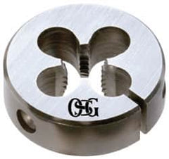 OSG - 1-1/4 - 7 UNC Thread, 3" Outside Diam High Speed Steel Round Die - 1" Thick, Right Hand Thread, Adjustable - Exact Industrial Supply