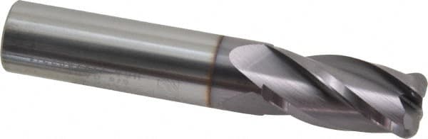 Niagara Cutter - 5/8", 4 Flute, Single End, Solid Carbide, 1/8" Corner Radius End Mill - 3-1/2" OAL, 30° Helix, Right Hand Flute, 1-1/4" LOC, Right Hand Cut - Benchmark Tooling