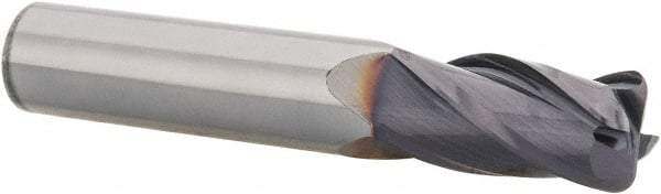 Niagara Cutter - 1/2", 4 Flute, Single End, Solid Carbide, 0.09" Corner Radius End Mill - 3" OAL, 30° Helix, Right Hand Flute, 1" LOC, Right Hand Cut - Benchmark Tooling