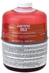 Loctite - 1,000 mL Bottle, Red, High Strength Liquid Threadlocker - Series 263, 24 Hour Full Cure Time, Hand Tool, Heat Removal - Benchmark Tooling