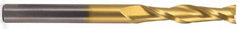 Atrax - 1", 2-1/4" LOC, 1" Shank Diam, 5" OAL, 2 Flute, Solid Carbide Square End Mill - Single End, TiN Finish, Spiral Flute, 30° Helix, Centercutting, Right Hand Cut - Benchmark Tooling