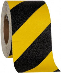 NMC - Black & Yellow Striped Anti-Slip Vinyl Tape - 4" Wide x 60' Long x 0.02" Thick, General Traffic - Benchmark Tooling