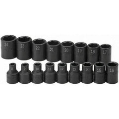 SK - 1/2" Drive Standard Impact Socket Set - 8 to 24mm, Metric Measurement Standard - Benchmark Tooling