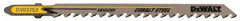 DeWALT - 4" Long, 6 Teeth per Inch, High Carbon Steel Jig Saw Blade - Toothed Edge, 1/4" Wide x 0.06" Thick, U-Shank - Benchmark Tooling