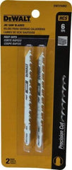 DeWALT - 4" Long, 6 Teeth per Inch, High Carbon Steel Jig Saw Blade - Toothed Edge, 1/4" Wide x 0.035" Thick, T-Shank - Benchmark Tooling