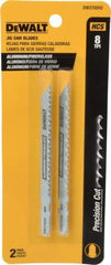 DeWALT - 4" Long, 8 Teeth per Inch, High Carbon Steel Jig Saw Blade - Toothed Edge, 1/4" Wide x 0.06" Thick, T-Shank - Benchmark Tooling