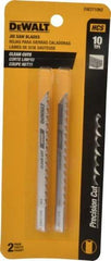 DeWALT - 4" Long, 10 Teeth per Inch, High Carbon Steel Jig Saw Blade - Toothed Edge, 1/4" Wide x 0.06" Thick, U-Shank - Benchmark Tooling