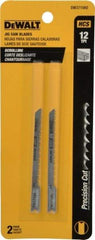 DeWALT - 3" Long, 12 Teeth per Inch, High Carbon Steel Jig Saw Blade - Toothed Edge, 1/4" Wide x 1/16" Thick, U-Shank - Benchmark Tooling