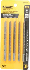 DeWALT - 4" Long, 6 Teeth per Inch, High Carbon Steel Jig Saw Blade - Toothed Edge, 1/4" Wide x 0.06" Thick, U-Shank - Benchmark Tooling