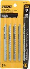 DeWALT - 4" Long, 10 Teeth per Inch, High Carbon Steel Jig Saw Blade - Toothed Edge, 1/4" Wide x 0.06" Thick, U-Shank - Benchmark Tooling