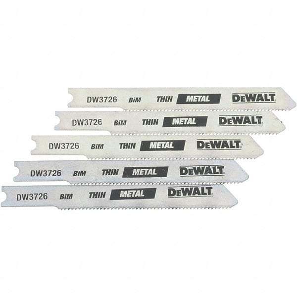 DeWALT - 3" Long, 24 Teeth per Inch, High Carbon Steel Jig Saw Blade - Toothed Edge, 0.3" Wide x 0.0313" Thick, U-Shank - Benchmark Tooling